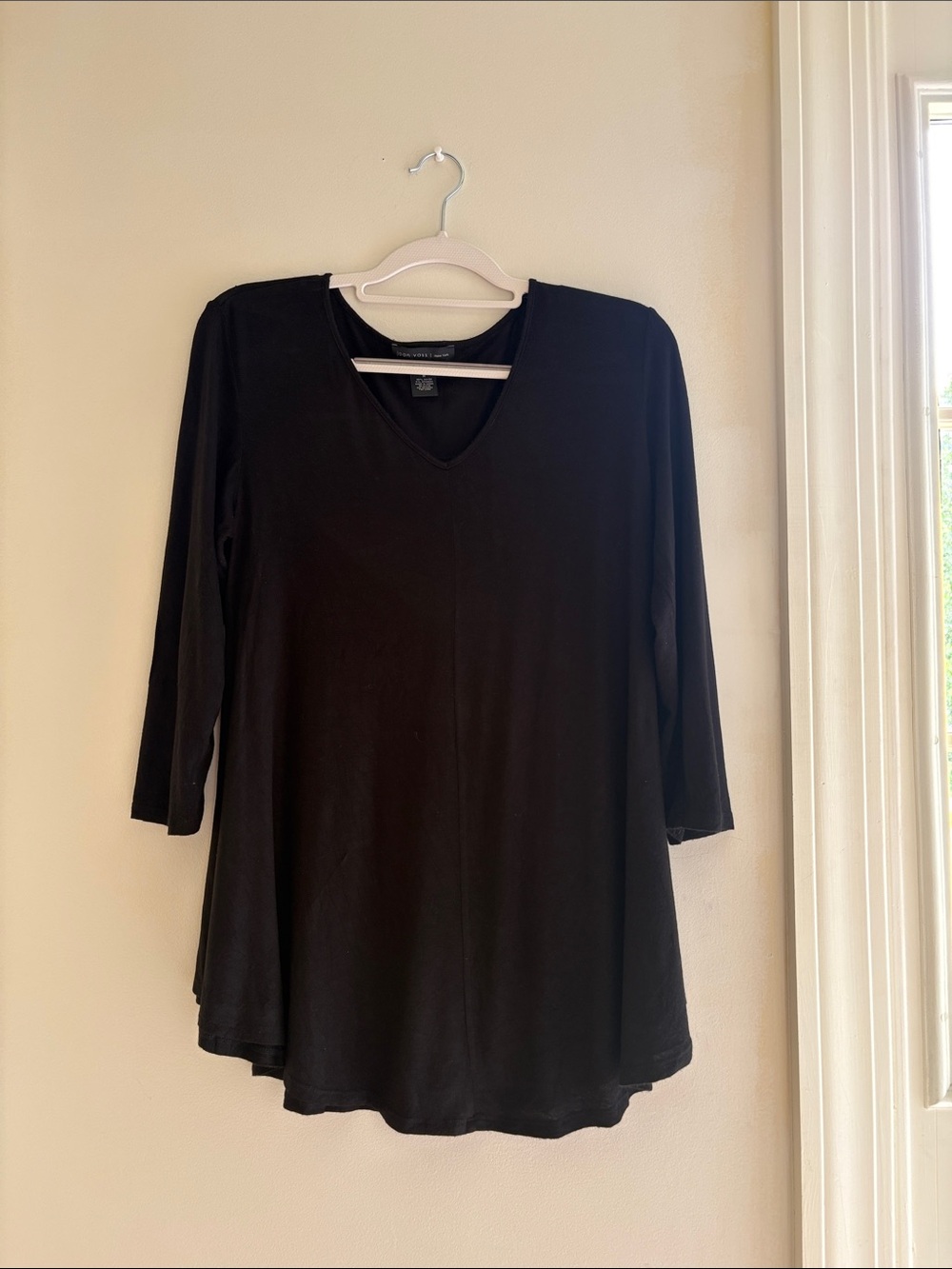 Joan Vass Black V-Neck Long Sleeve Tunic